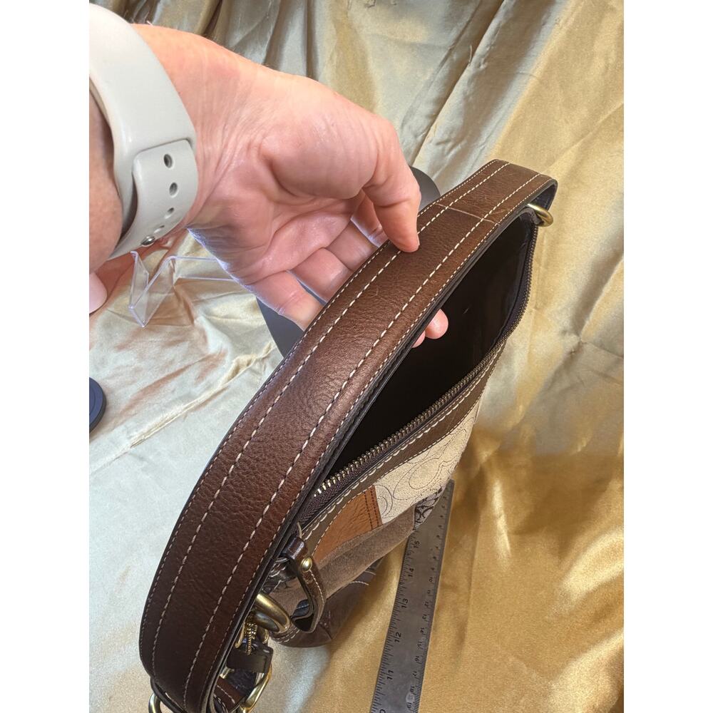 Coach Patchwork Shoulder Bag Brown Multi Leather Trim - Picture 4 of 15